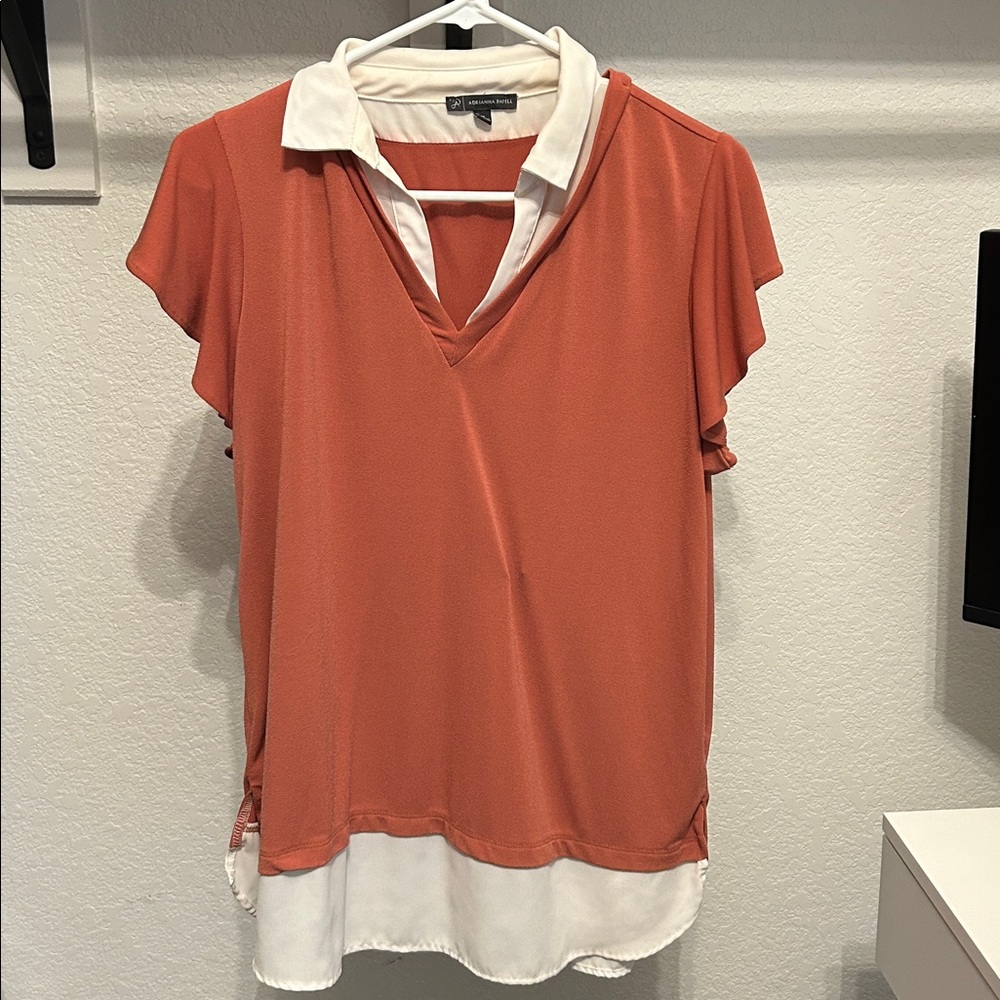 Adrianna Papell Cream and Orange Blouse